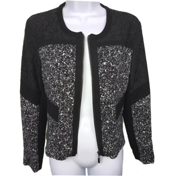 Woman's Cato Lace Scoop Neck Long Sleeve Full Zip Blazer Sz 2. Under lining - Picture 5 of 10